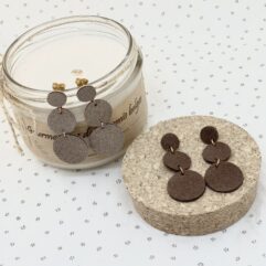 Boucles PAULINE, 3 ronds de cuir pailleté