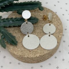 Boucles PAULINE, 3 ronds de cuir brillant