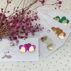 Boucles en cuir AMANDA, coeurs superposés