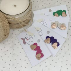 Boucles en cuir AMANDA, coeurs superposés