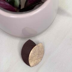 Pin's double feuilles doré rose